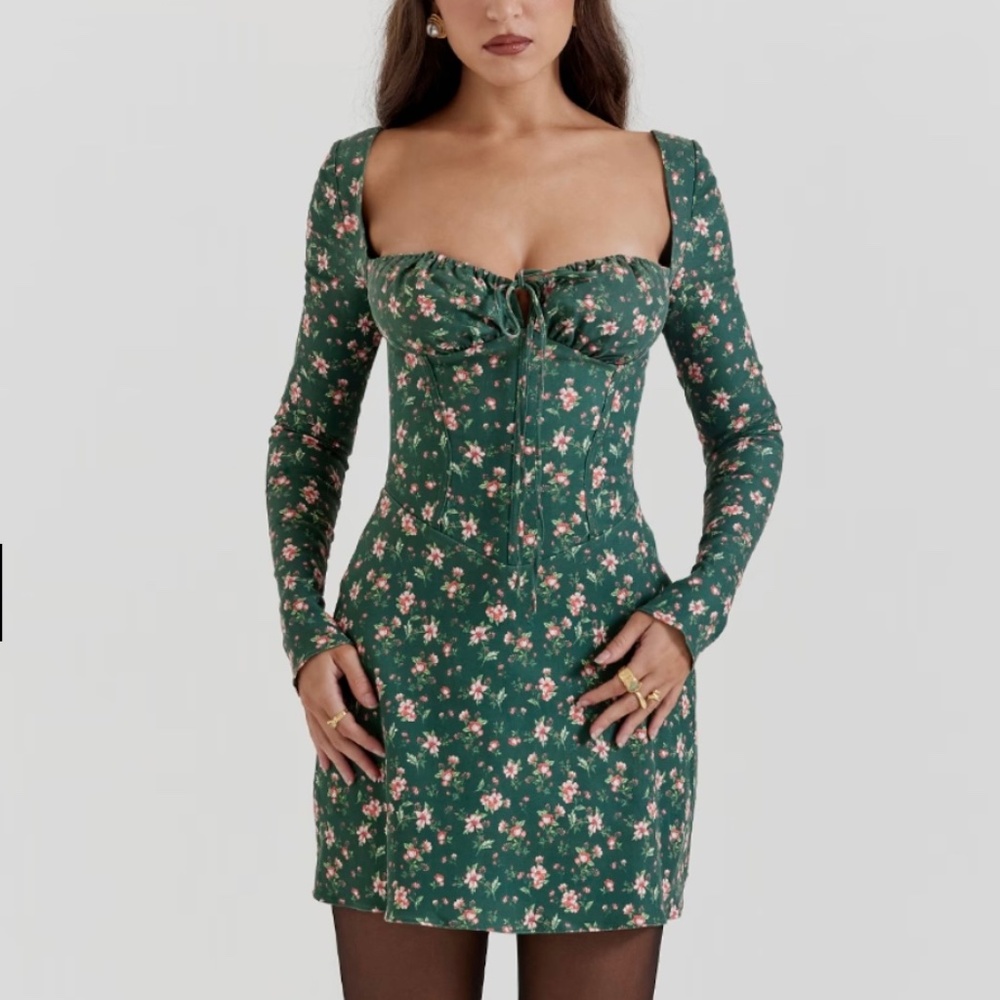 NWT House of CB Malika Dress Green Floral